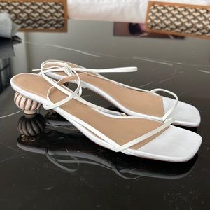 Jacquemus white sandals with decorative ball heel